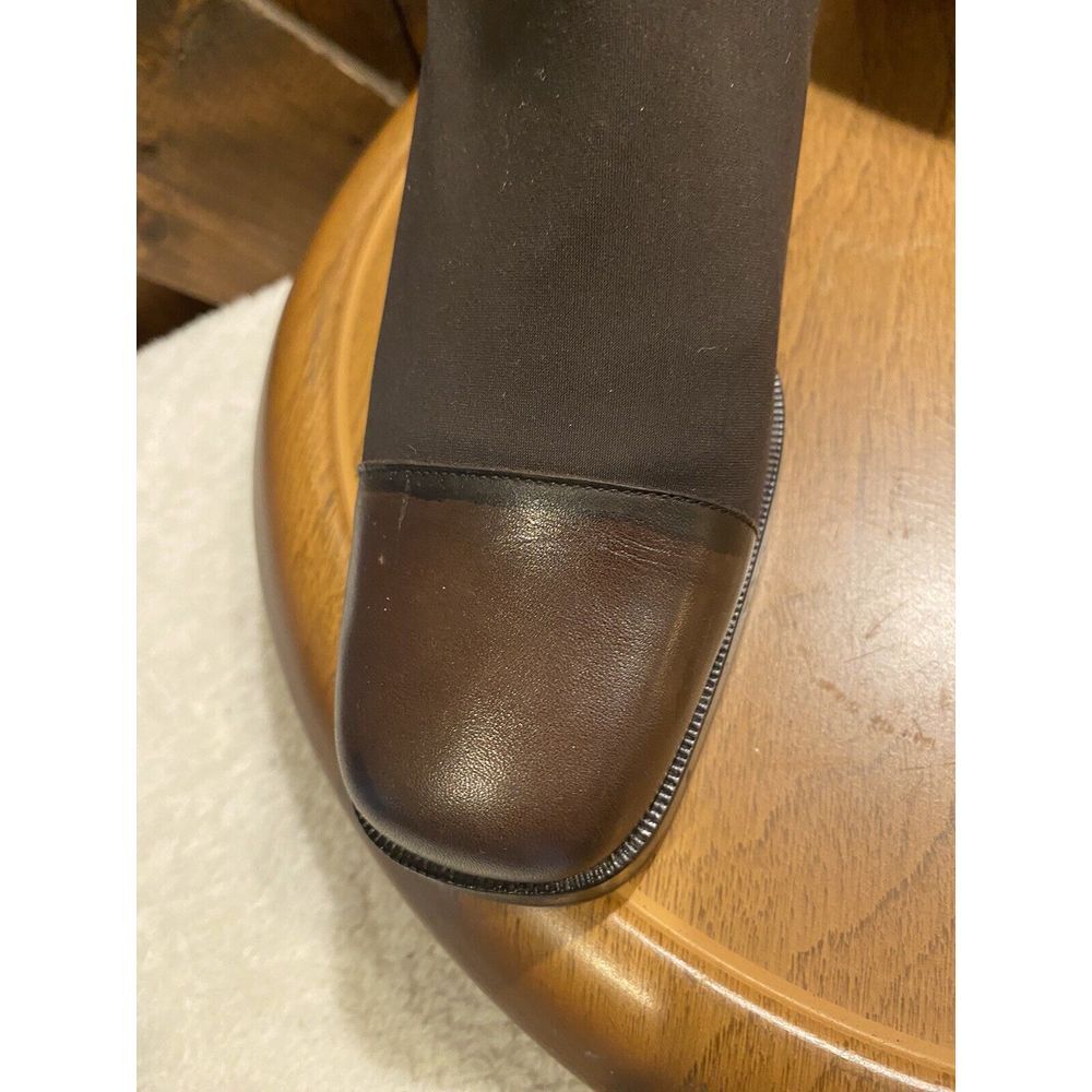 Donald J. Pliner Brown Leather & Spandex, Square‎ Heel Shoes, Size 7N - Picture 8 of 12